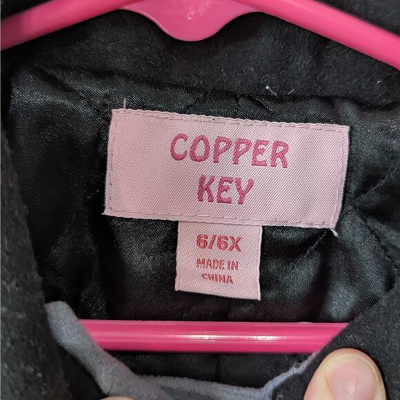 Copper Key Girls Black & Gray Colorblock Double Breasted Lined Pea Coat 6/6X - Picture 5 of 9